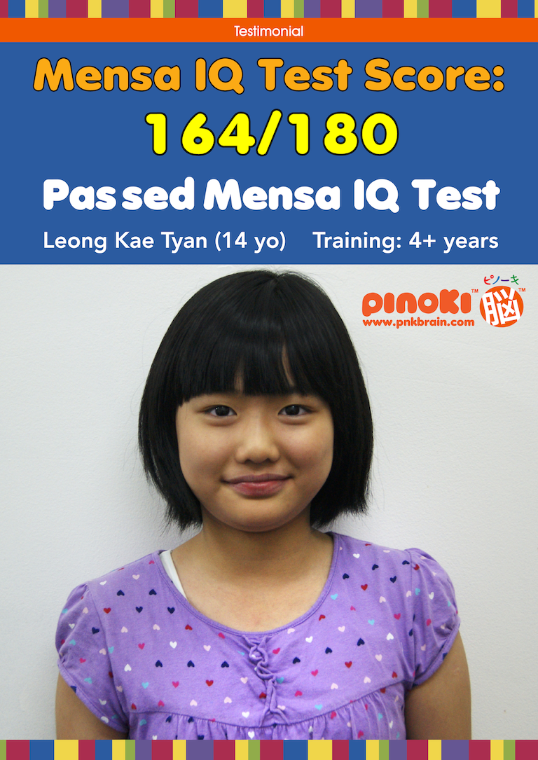 Leong Kae Tyan (15 yo) - MENSA IQ TEST SCORE of 164/180